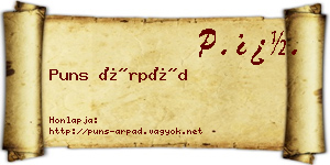 Puns Árpád névjegykártya